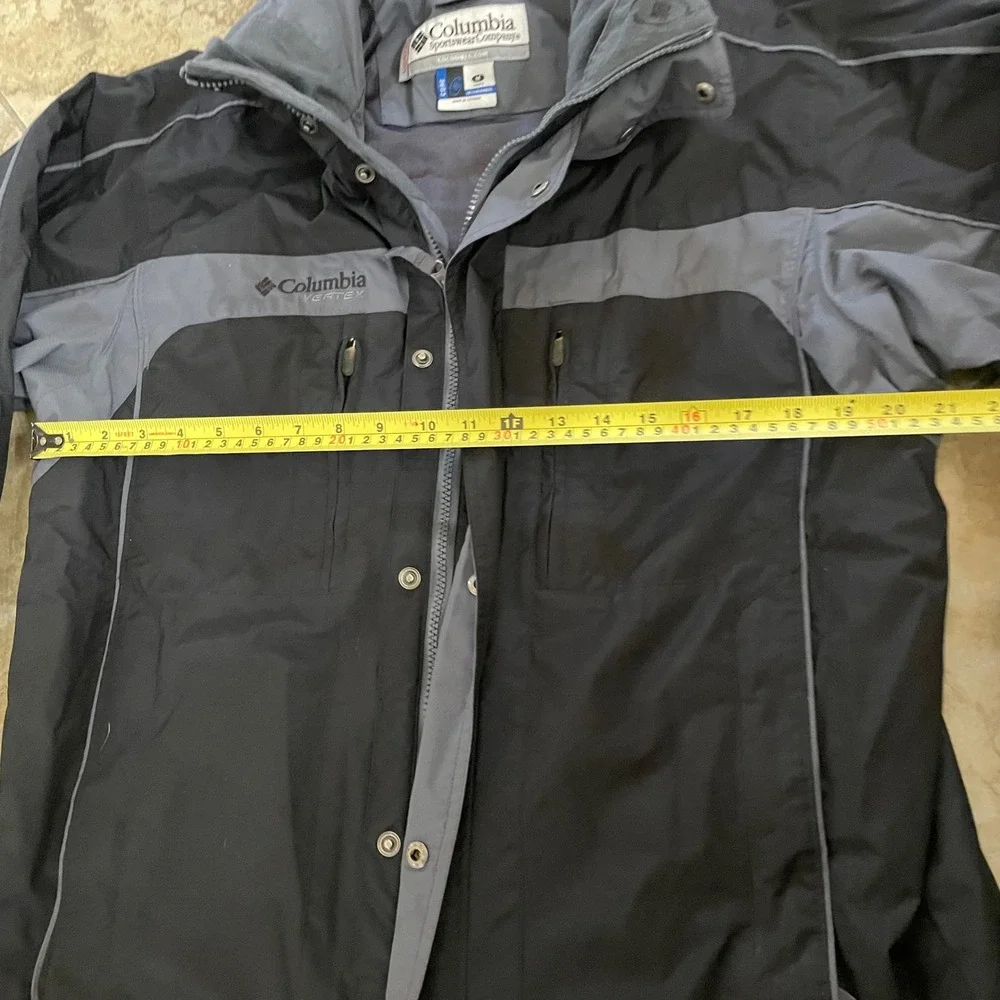 Columbia Vertex Interchange Jacket‎ Mens Medium Black Gray Hooded Shell Coat